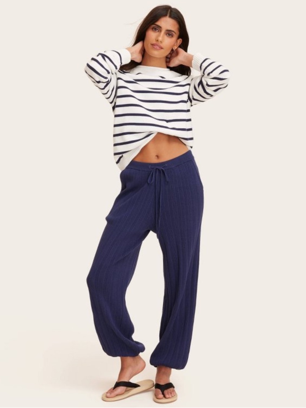 High-Rise Sweater Balloon Pants - Parke x Target Navy Blue NEW